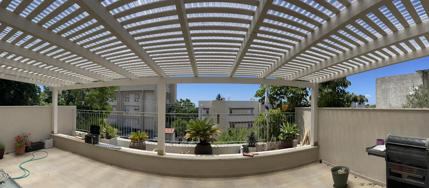 פרגולה 52 מ״ר עם סנטף bh בחיפה